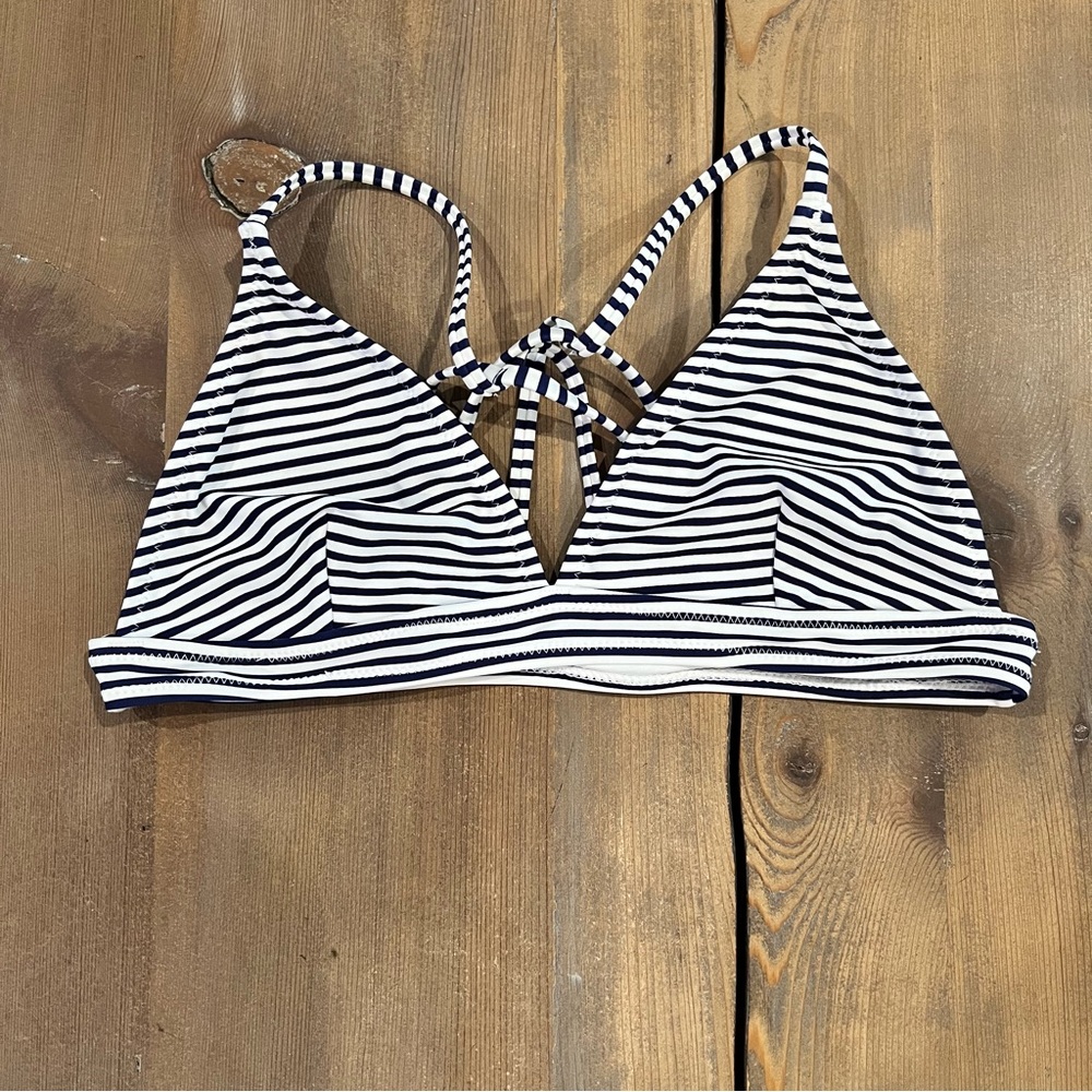 Cupshe Navy White Striped Bikini Triangular Top
